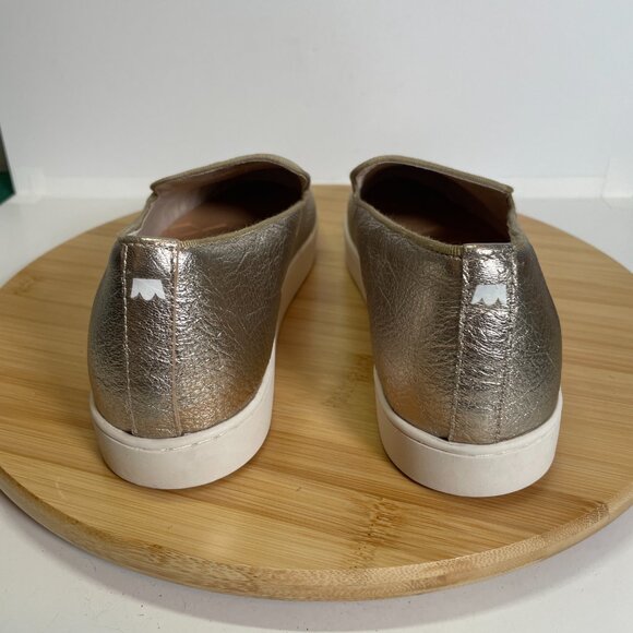 BIRDIES Women 8.5 Gold Metallic The Swift Leather Slip On Sneaker Loafers - Picture 3 of 9